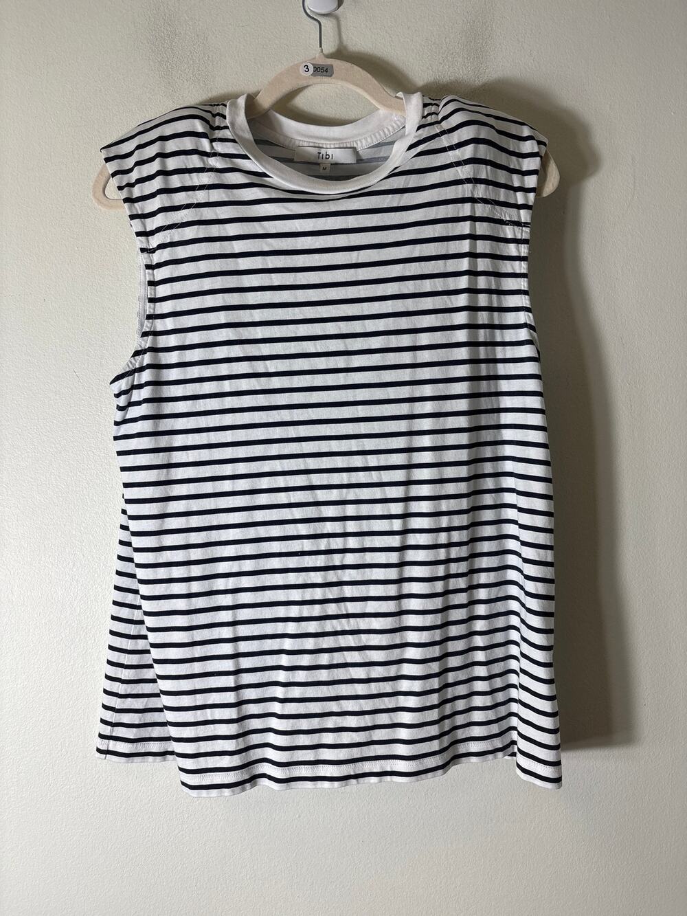 Tibi Black and White Stripe Sleevless Cotton Shirt Sz M
